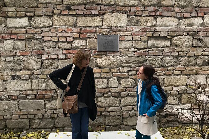 Budapest City Walk in Jewish Quarter - WWII Ghetto Clues in Street-Level Details: Stumbling Stones and Wall Remnants