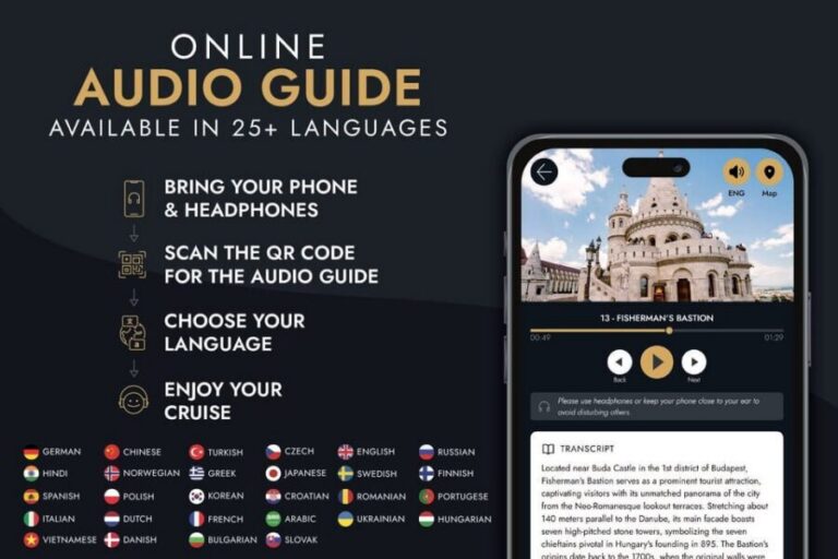Budapest: Premium Sightseeing Cruise with Tokaj Frizzante - Getting the audio guide right: QR code, your phone, and your earphones