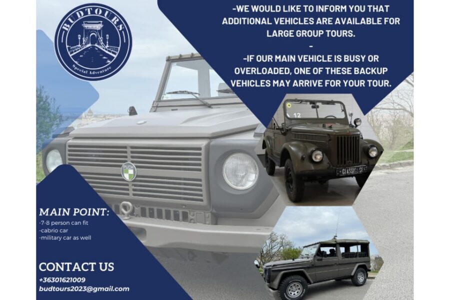 Iconic Budapest tour with Classic Russian Jeep and G-Wagon - Castle-bazaar and Buda Castle Area access: where the walking counts